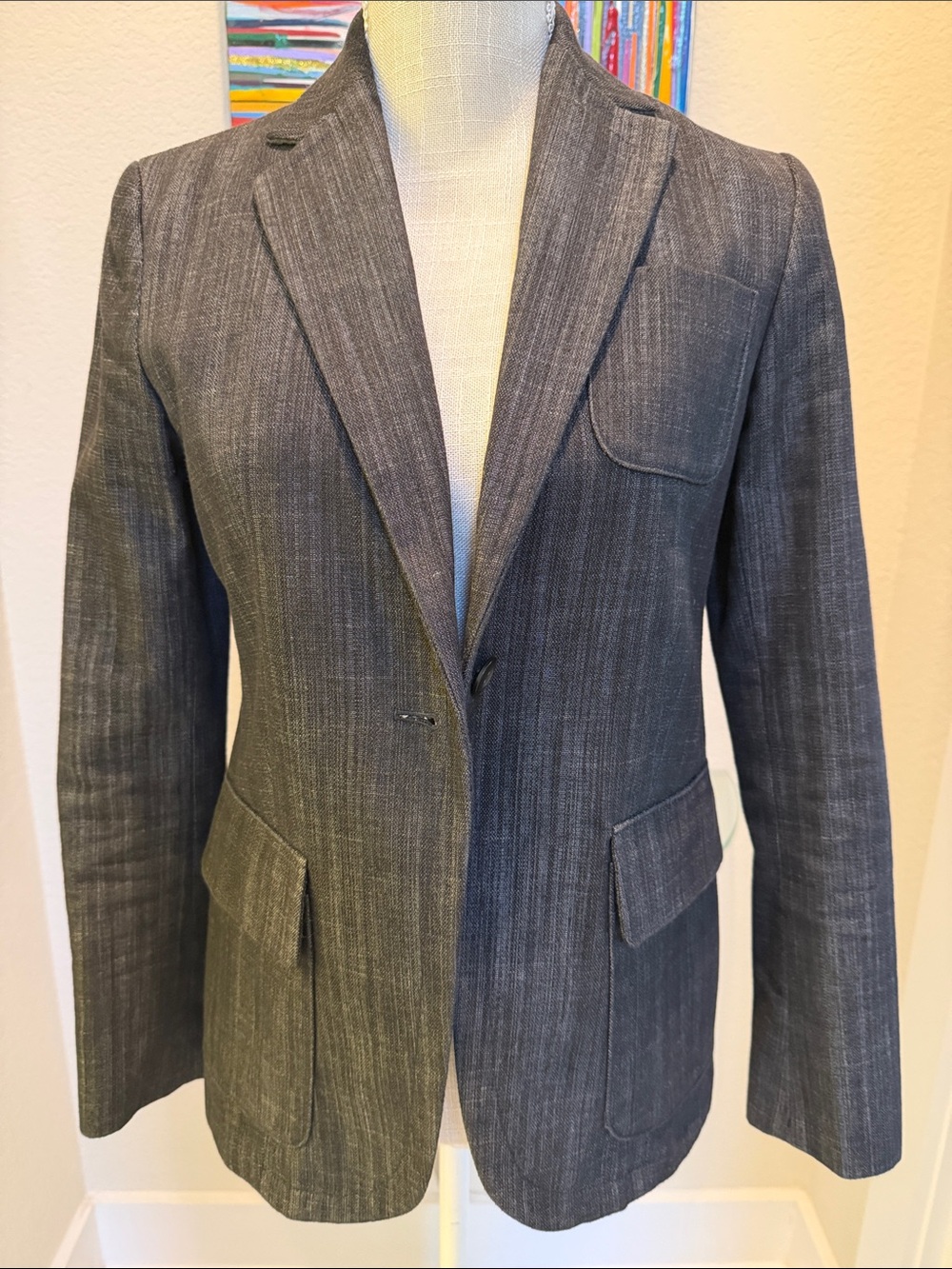GAP Gray Denim Tailored Blazer